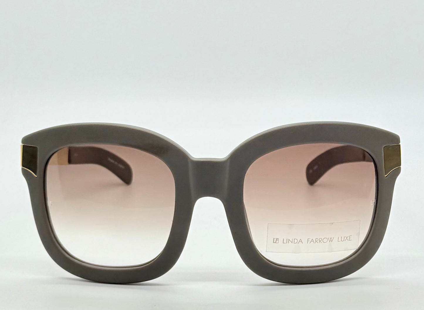 Linda Farrow Luxe Lfl|1|6 Grey Gold Oversized Sunglasses Japan Deadstock Kit