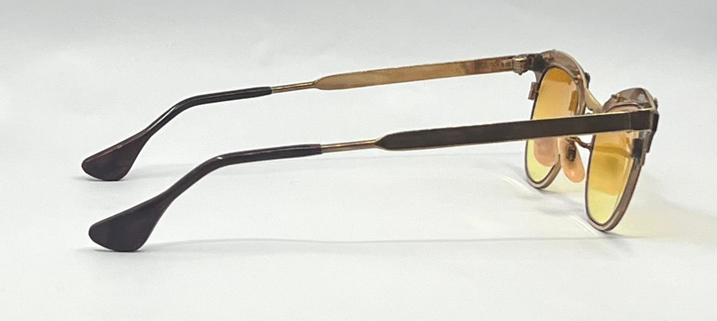 Gaspari 12K Gold Filled Browline Vintage Sunglasses-New Custom Lenses