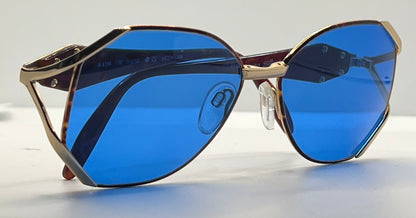 Silhouette M6186|30 Gold Shield Vintage Sunglasses W|New Solid Blue Custom Lenses-Unworn
