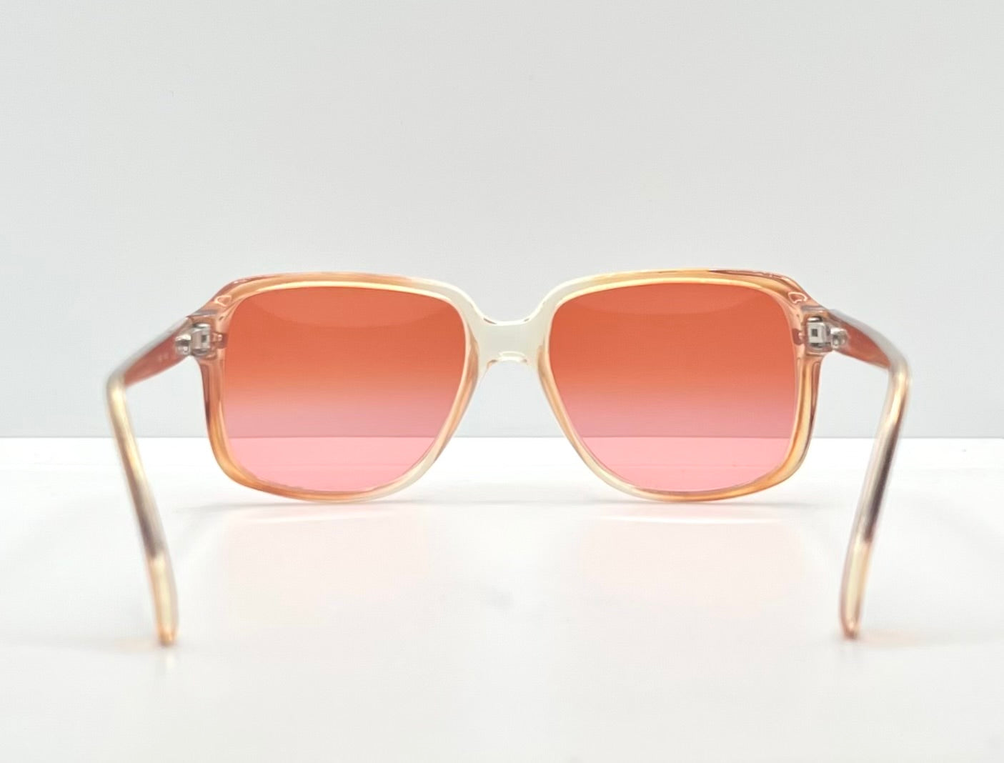Vintage Deadstock Translucent Peach & Honey Sunglasses – Custom Solid Pink Berko’s Designs Lenses