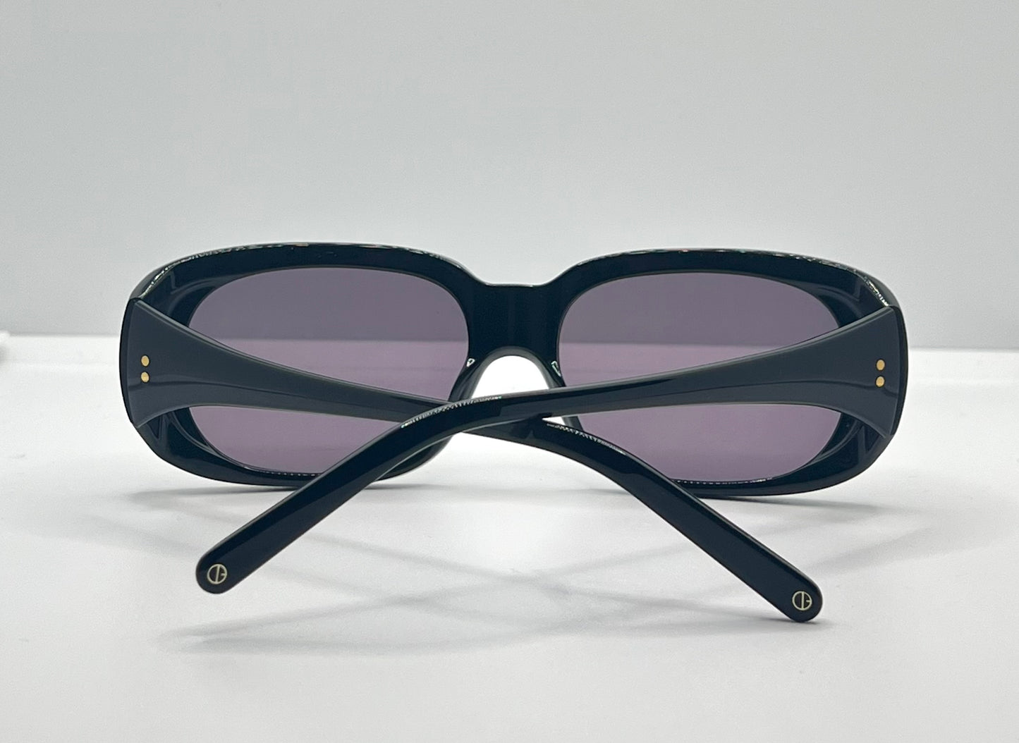 CYNTHIA BENJAMIN “SID” Handmade Sunglasses – Deep Navy Acetate with Violet Lenses – Brand New Full Kit