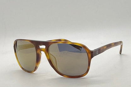 John Varvatos Classic Aviator Sunglasses-Tortoise Horn Acetate-Mirrored Gold Lenses-New|Unworn