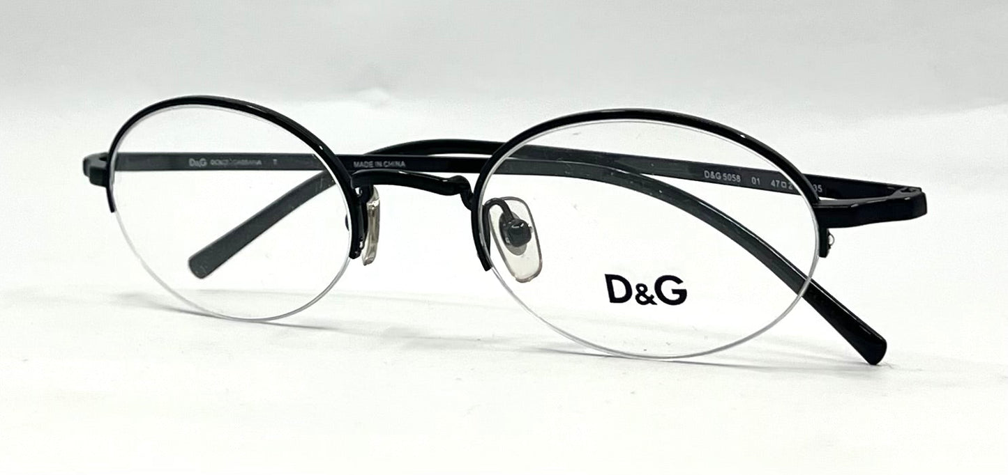 D&G Dolce & Gabbana 5058 01 m-Semi Rimless Oval Glasses Frame-UNWORN 47-21 135