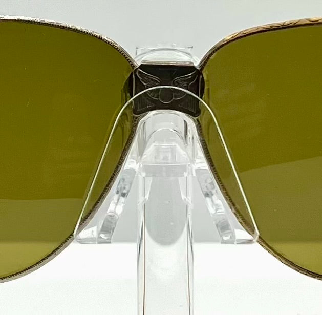 Vintage U.S. Military Esg Folding Aviator Sunglasses – Original Glass Lenses – Eagle Bridge Emblem