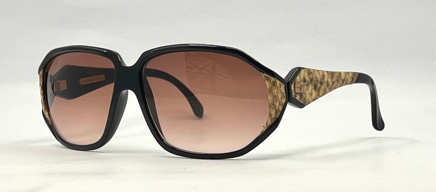 Jacques Fath 872-O Vintage Sunglasses-Exotic Snake Skin Temple-Unworn