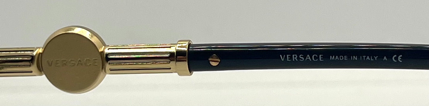 Versace 2236 1002|11 Gold Black Aviator Sunglasses Grey Gradient Made In Italy Nos