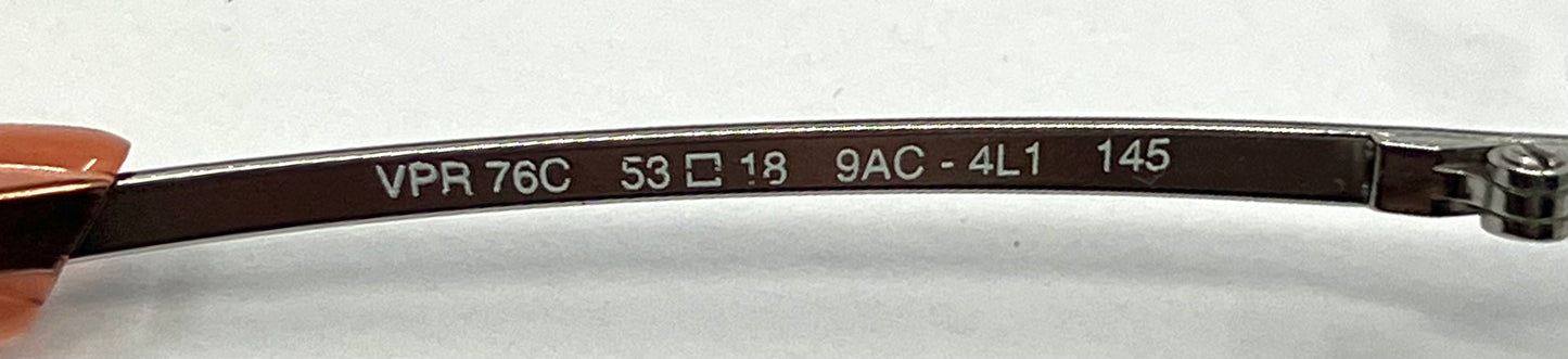 Prada Vpr 76C Vintage FOLDING Eyeglasses-Full Rim-Silver Orange Tips-Unworn-Italy