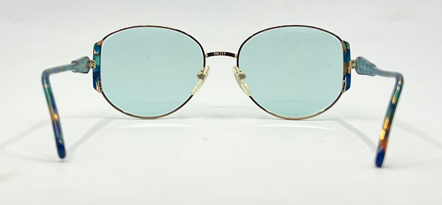 Maurice St Michel Vintage Italian Sunglasses-New Solid  Aqua Custom Tinted Lenses