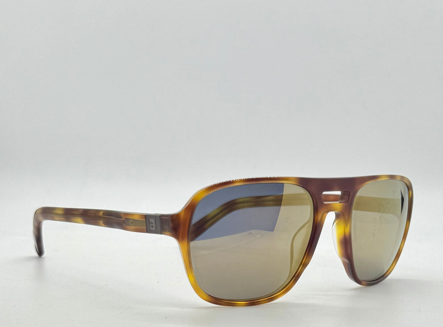 John Varvatos Classic Aviator Sunglasses-Tortoise Horn Acetate-Mirrored Gold Lenses-New|Unworn