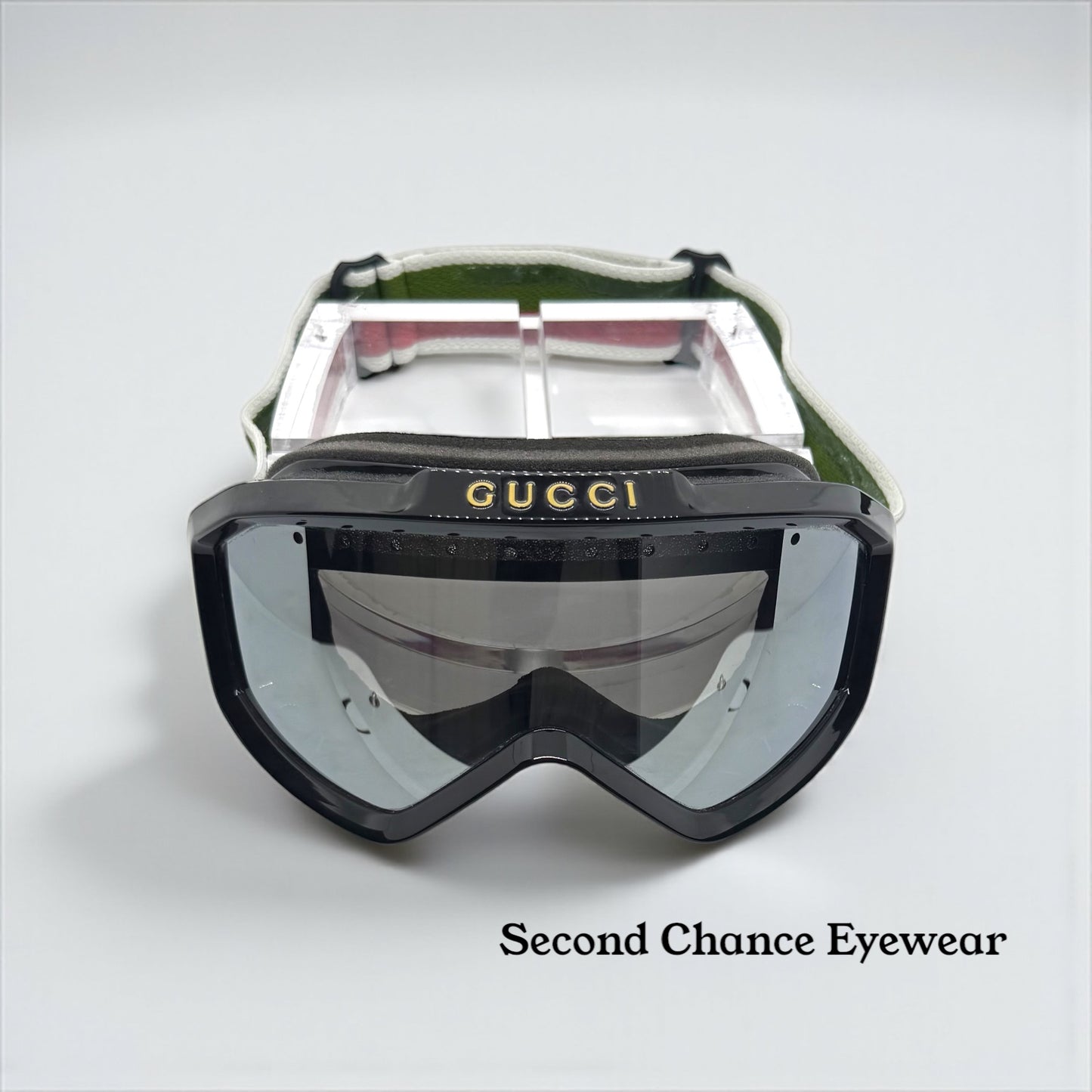 Gucci Web Stripe Ski Goggles-Black GG Logo-Deadstock Full KitaAlpine Capsule-Rare
