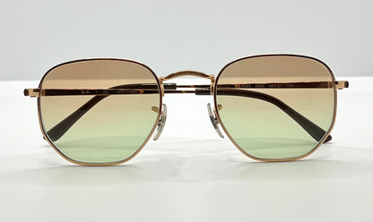 Ray-Ban Rb6448 3094-Geometric Gold Wire Sunglasses W| New, Custom Brown To Green Gradient Lenses