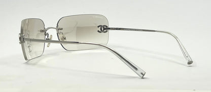 Chanel 4017-D Silver Rimless Sunglasses Swarovski Cc Logo Deadstock