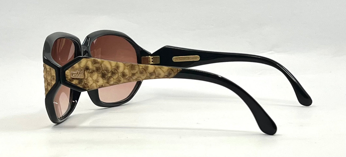 Jacques Fath 872-O Vintage Sunglasses-Exotic Snake Skin Temple-Unworn