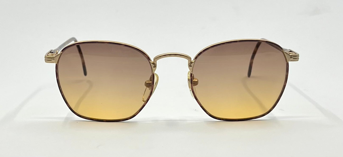 Byblos 543 Vintage Gold Tortoise Sunglasses-New Espresso/Amber Fade Custom Lenses