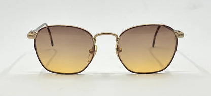 Byblos 543 Vintage Gold Tortoise Sunglasses-New Espresso/Amber Fade Custom Lenses