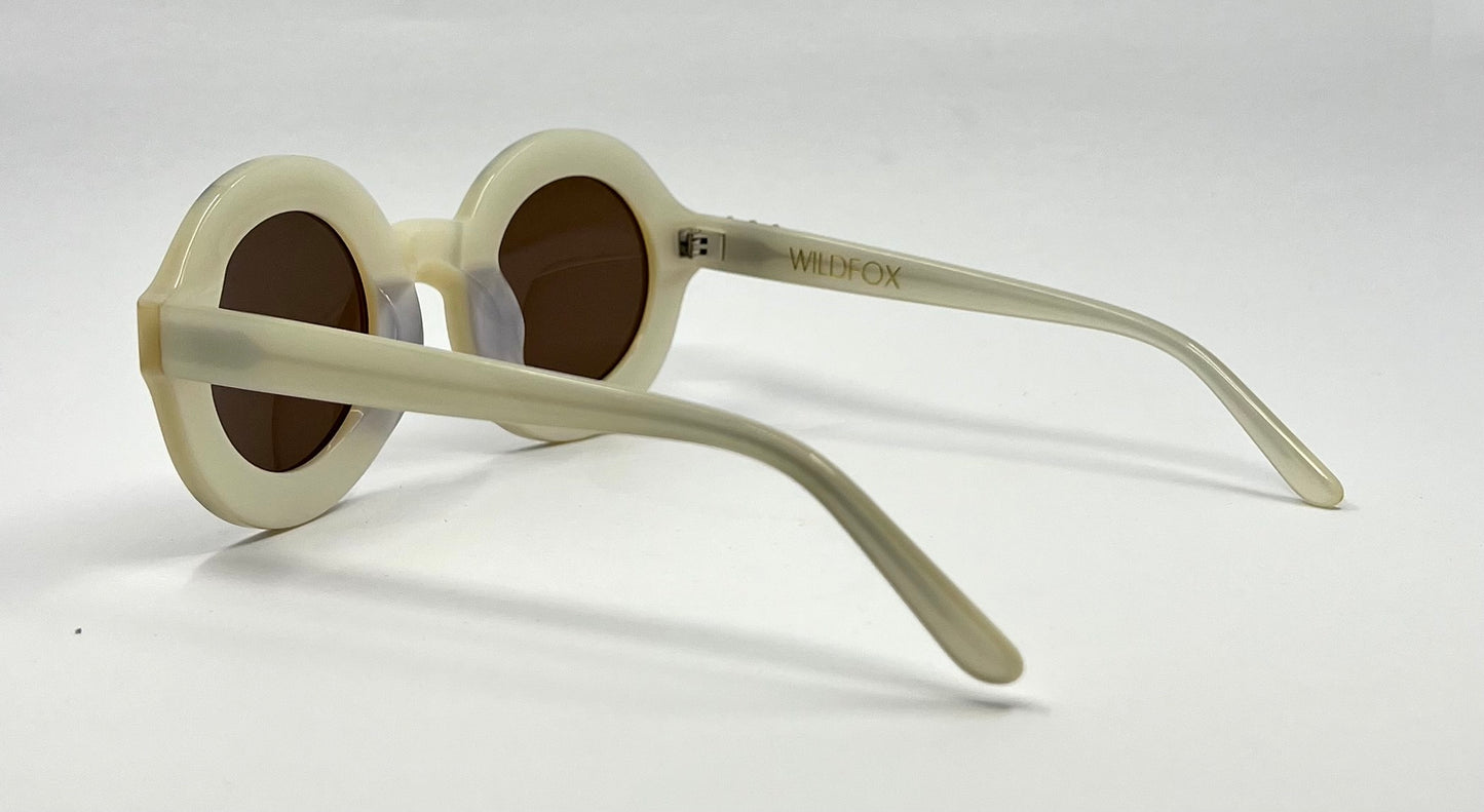 Wildfox Bel Air Oversized Round Sunglasses Ivory Acetate Brown Lens-Deadstock