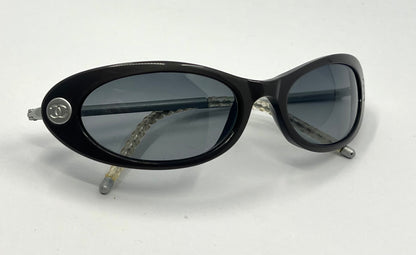 Chanel 5035 5414/11 Y2K Vintage Sunglasses – Black Oval 51-17, Grey Lenses