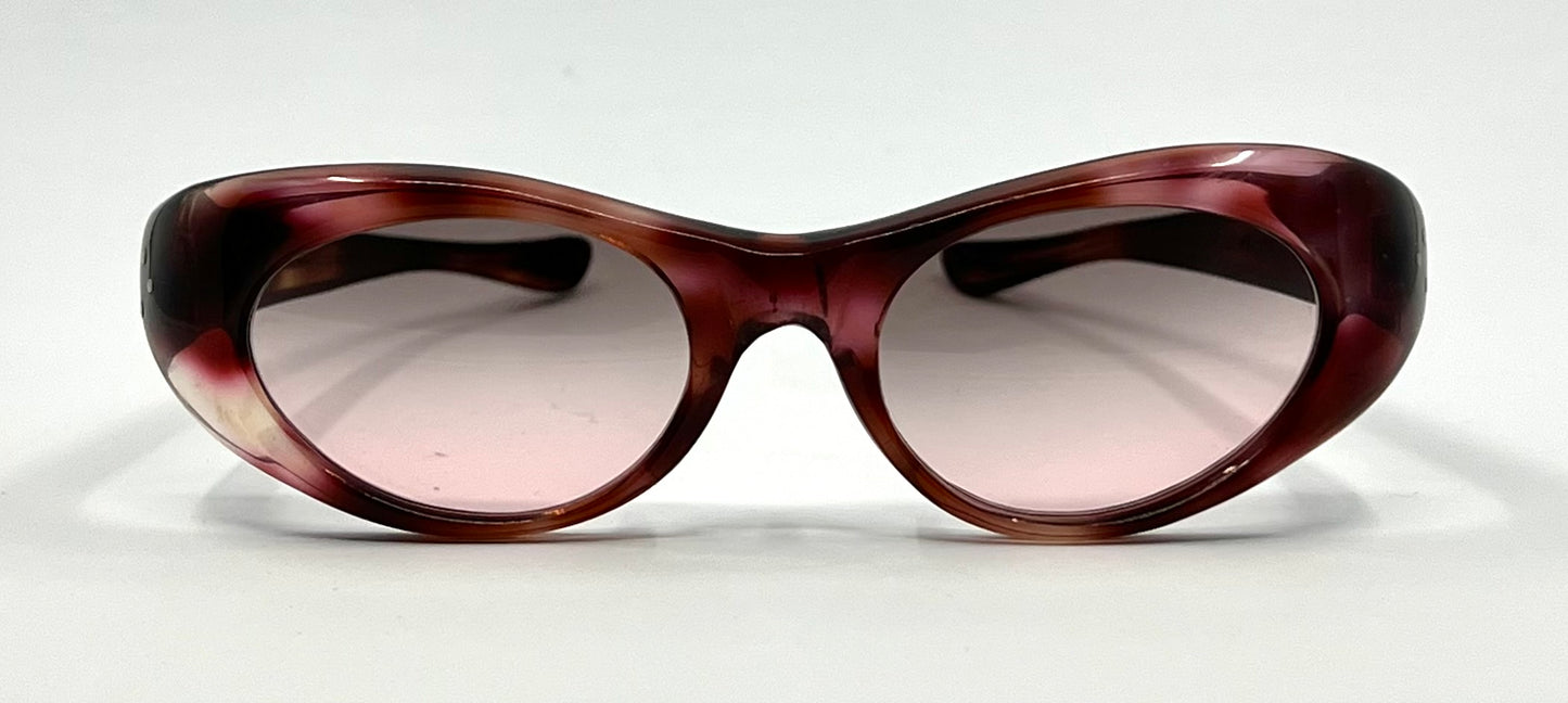 French Artisan A640 Vintage Sunglasses-Burgundy Acetate-New Gradient Custom Lenses