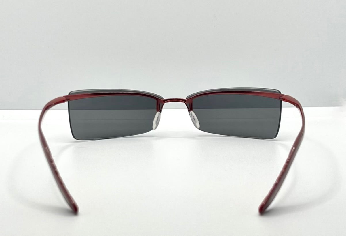 Silhouette 8596 40 6128 Vintage Sunglasses-Red Rimless Wrap Shield-Deadstock