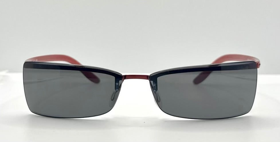 Silhouette 8596 40 6128 Vintage Sunglasses-Red Rimless Wrap Shield-Deadstock