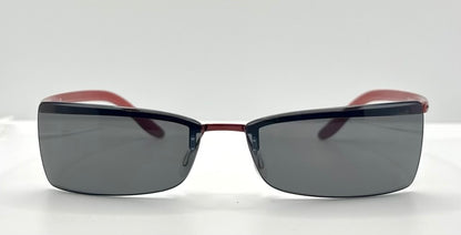 Silhouette 8596 40 6128 Vintage Sunglasses-Red Rimless Wrap Shield-Deadstock