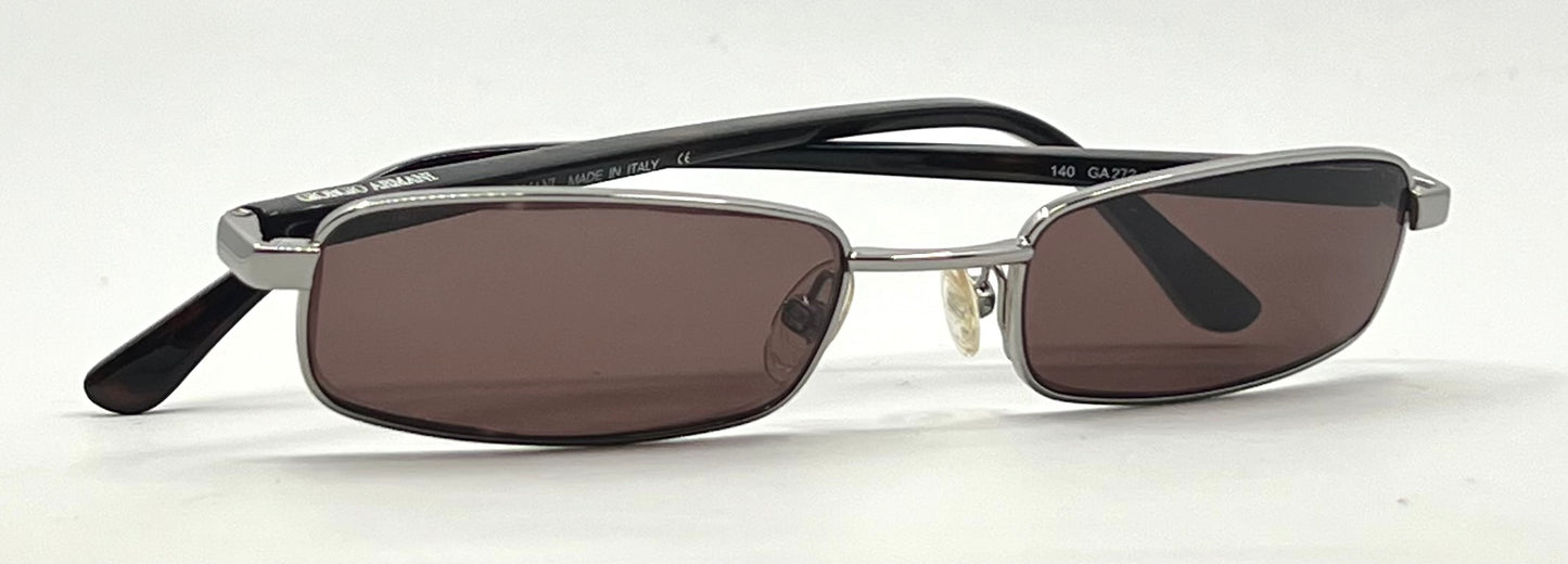 Giorgio Armani GA272-Y2K Vintage Sunglasses-New Solid Brown Custom Lenses