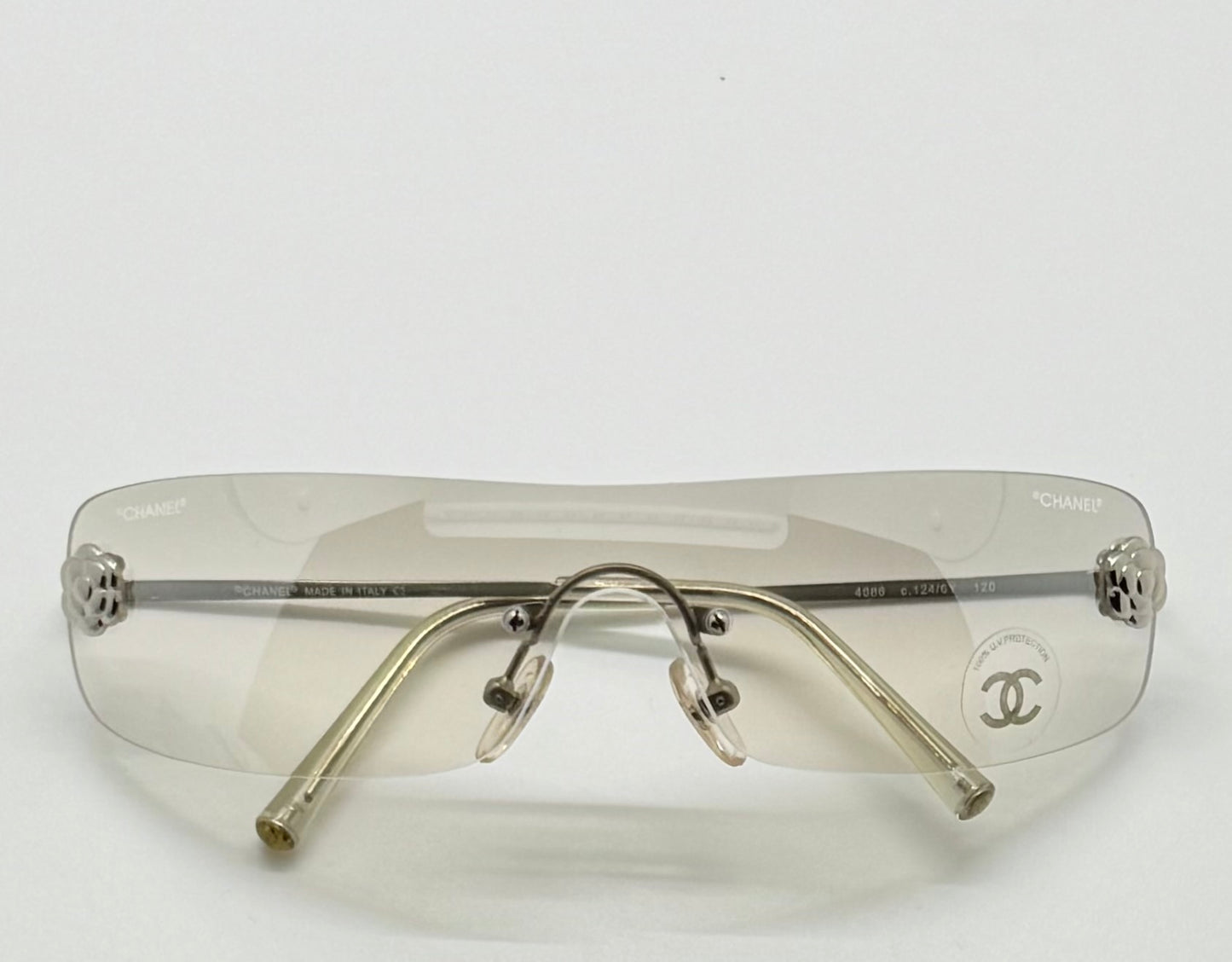 Chanel 4086 C.124|6Y Vintage Shield Sunglasses – Deadstock|Unworn-Camellia Silver