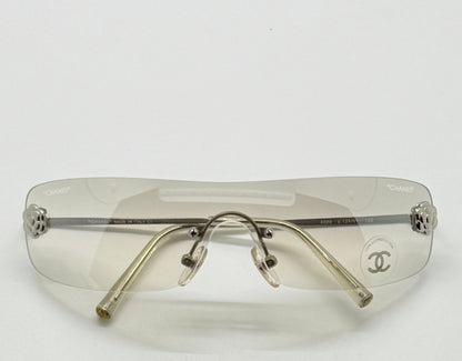 Chanel 4086 C.124|6Y Vintage Shield Sunglasses – Deadstock|Unworn-Camellia Silver