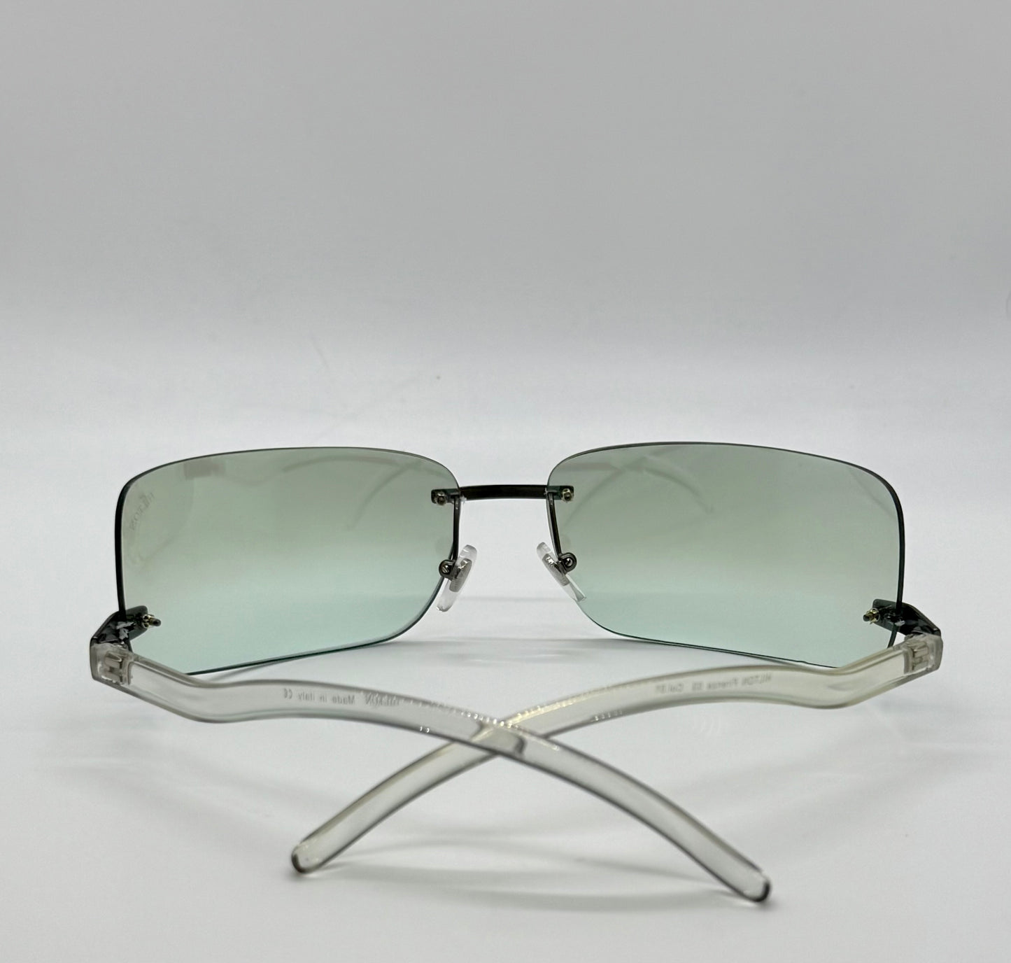 Hilton Firenze ’03 – Vintage Deadstock Y2K Rimless Sunglasses – Green Gradient Italy
