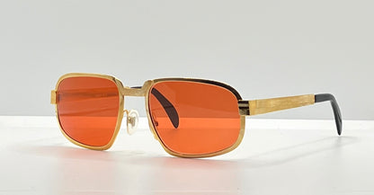Swan Medici 50420 Vintage Sunglasses-Gold Textured Frame W|New, Custom “Tuscan Flame” Lenses-Deadstock-Italy