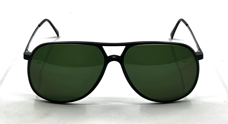 Bill Blass 22 BLK Vintage Aviator Sunglasses-New Solid Green Custom Lens Unworn-Japan