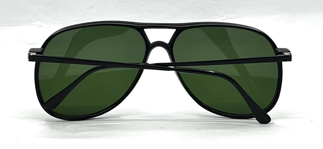 Bill Blass 22 BLK Vintage Aviator Sunglasses-New Solid Green Custom Lens Unworn-Japan