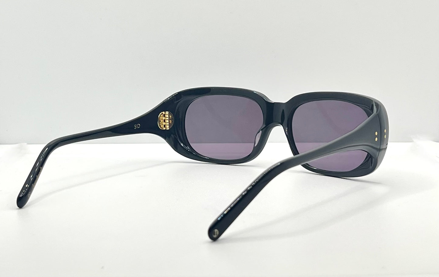 CYNTHIA BENJAMIN “SID” Handmade Sunglasses – Deep Navy Acetate with Violet Lenses – Brand New Full Kit