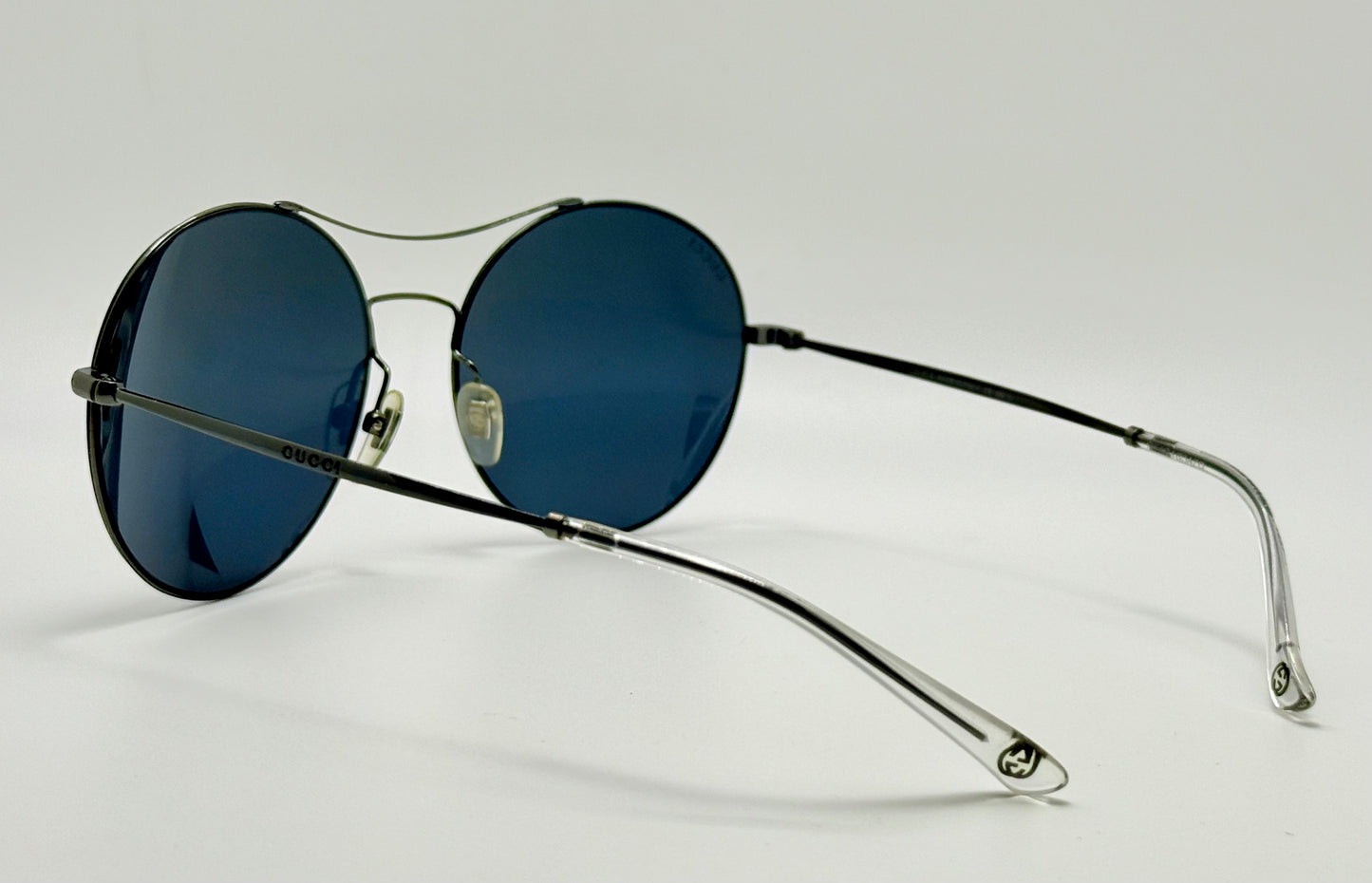 Gucci Gg 4252|S Kj14X Round Sunglasses-58Mm Matte Black-Blue Lens-Italy