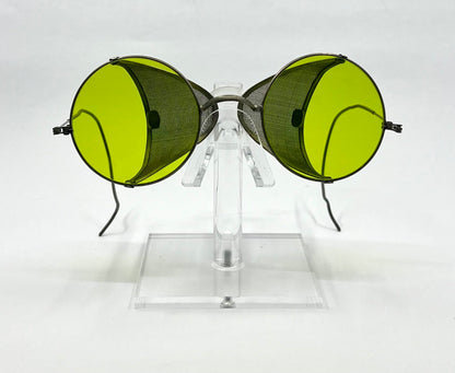 Industrial / Glacier ANTIQUE Spectacles – Green Lenses with Mesh Side Shields – c.1900