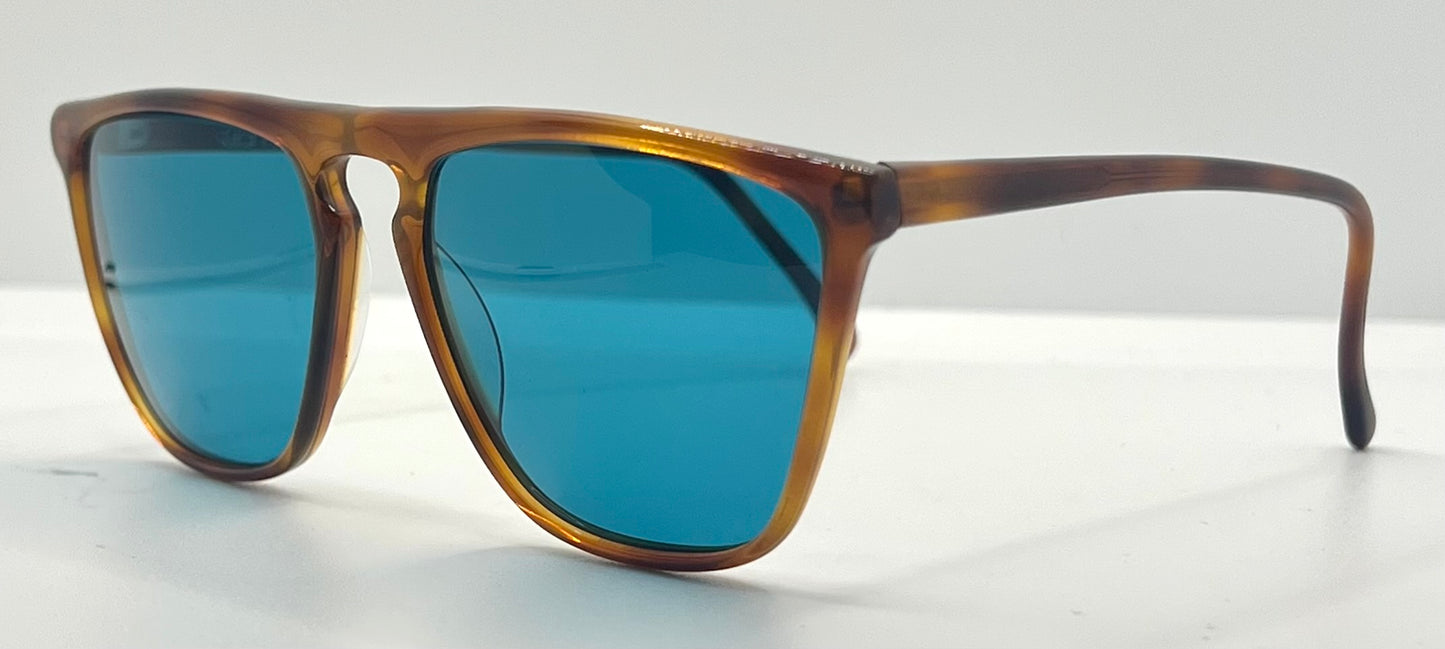 Gianni Versace 420 Vintage Sunglasses-Dark Amber Honey Frame w|New, Custom Aqua Lenses-Unworn