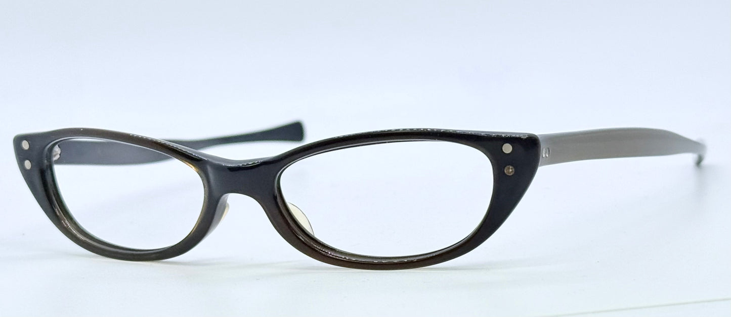 Vintage American Optical Cat-Eye Glasses-1950s|1960s Black & Brown Acetate Frame
