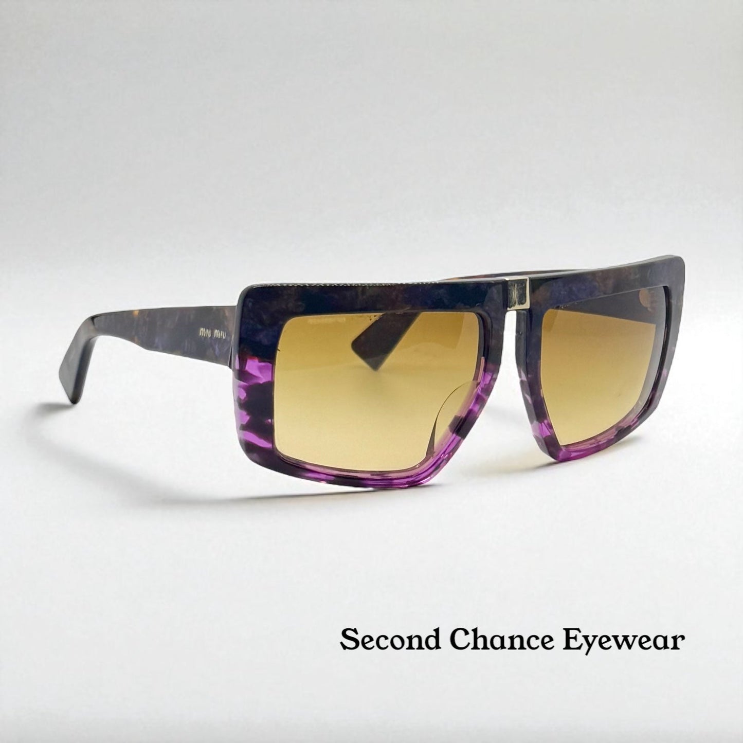 Miu Miu SMU 05O-Vintage Sunglasses-Marbled Purple Amber Frame-Italy-55mm