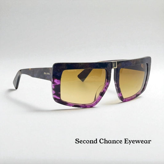 Miu Miu SMU 05O-Vintage Sunglasses-Marbled Purple Amber Frame-Italy-55mm