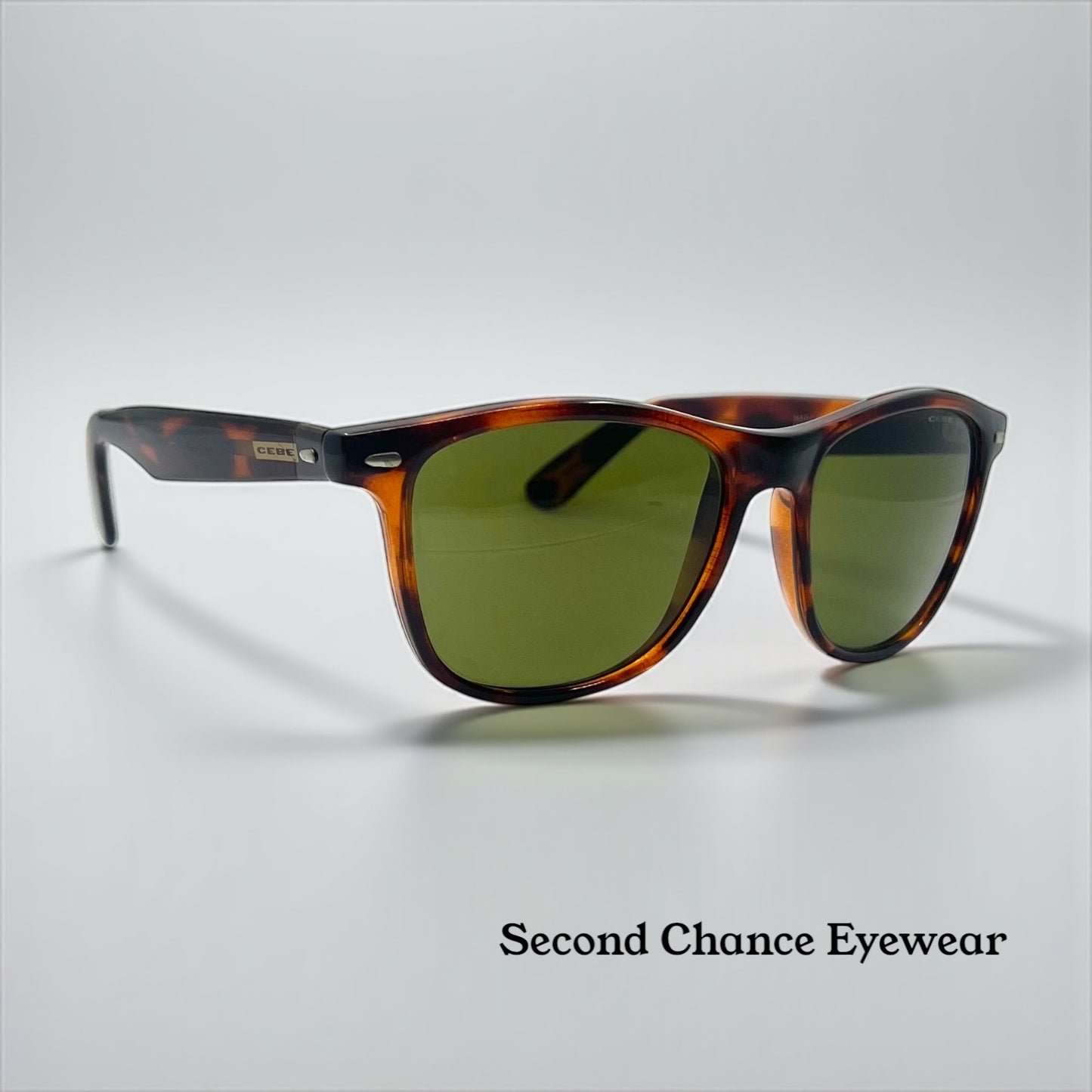 CÉBÉ 3000-Vintage Tortoiseshell Sunglasses w/ Original Green Mineral Glass Lenses-France