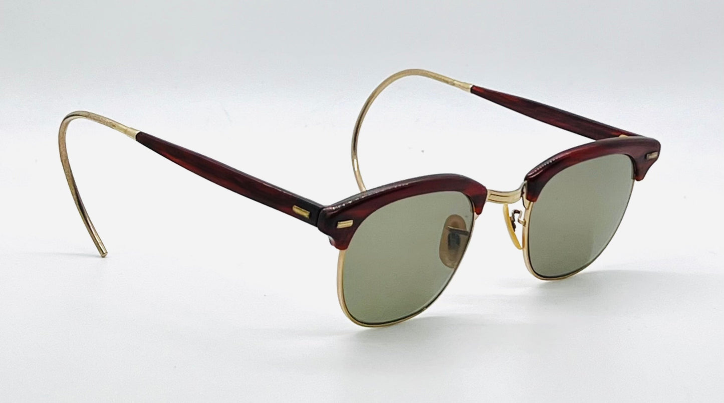 Shuron 12K Gold Filled Browline Vintage Sunglasses-New/Custom Lenses