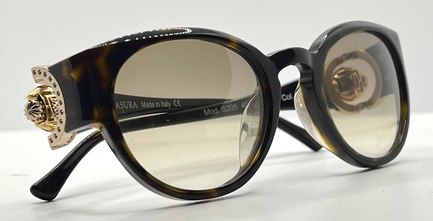 Sasura S205 c.02 Sunglasses-Rose Gold Emblem 49mm-Rare Vintage-Unworn-Italy