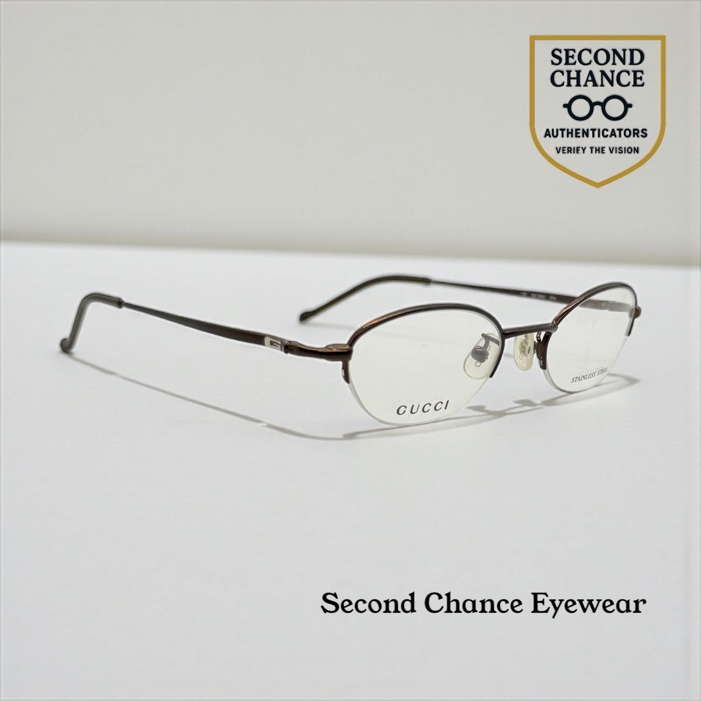 GUCCI GG 2660 7PR Y2K Vintage Half-Rim Oval Optical Frames – Italy