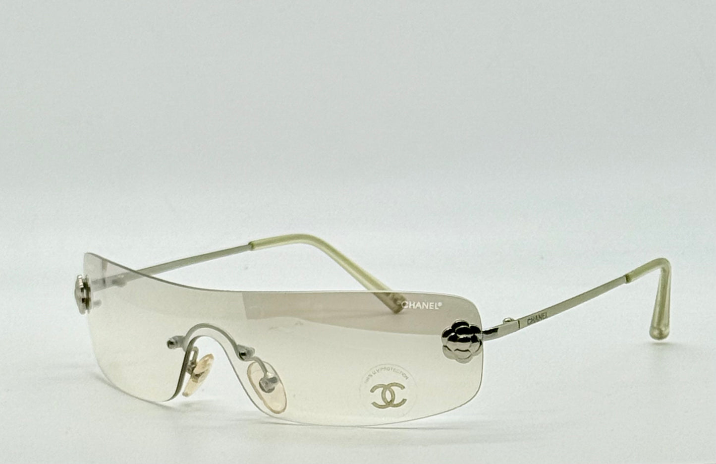 Chanel 4086 C.124|6Y Vintage Shield Sunglasses – Deadstock|Unworn-Camellia Silver