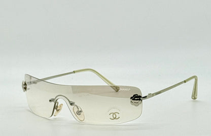 Chanel 4086 C.124|6Y Vintage Shield Sunglasses – Deadstock|Unworn-Camellia Silver