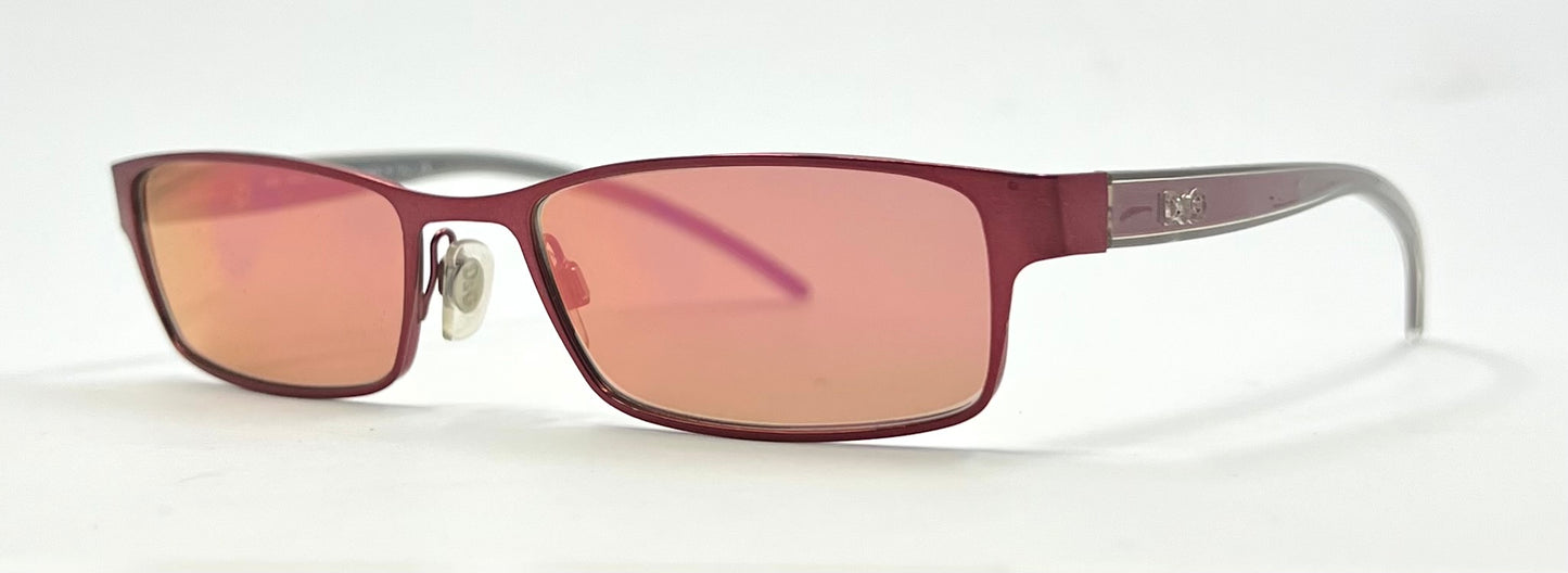 D&G 4159 Y2K Vintage Geometric Narrow Sunglasses Italy Red 51-17