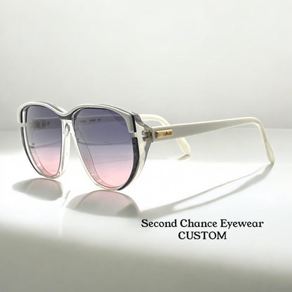 Silhouette M 1220 C 2952 Vintage White Sunglasses w|New Grey to Rose Gradient Custom Lenses-57mm-Austria