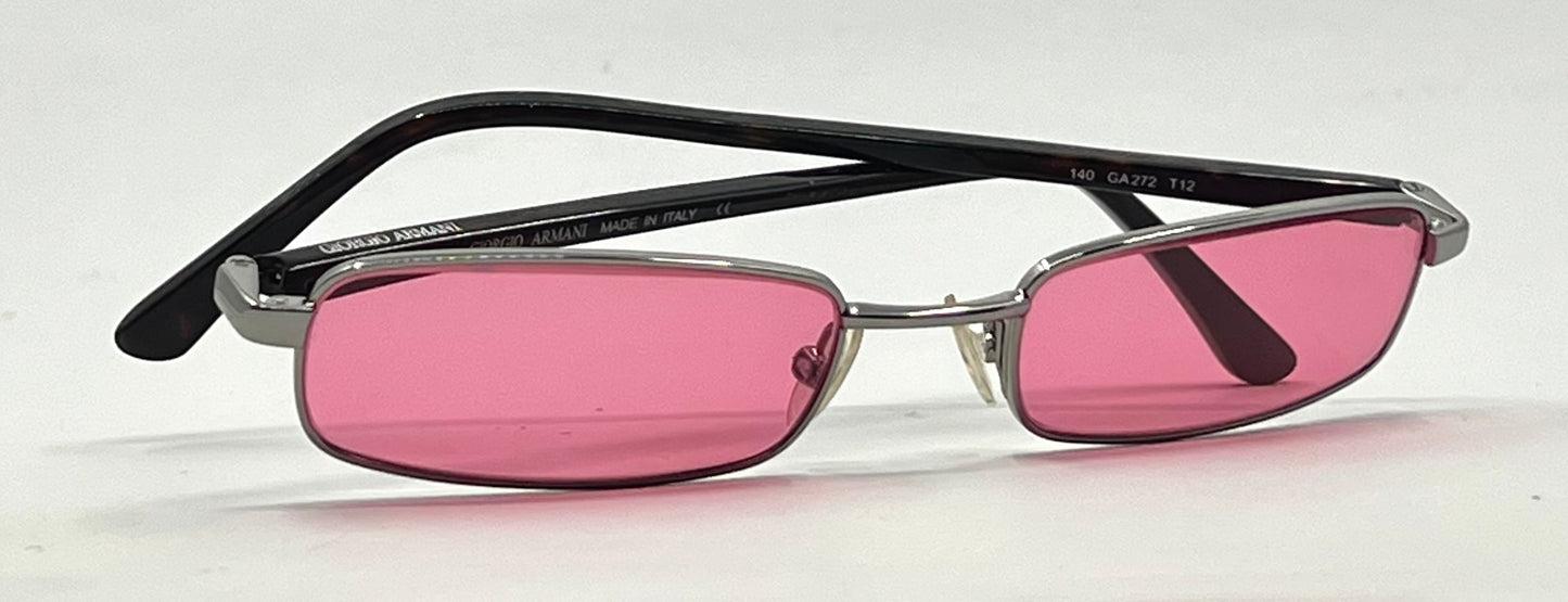 Giorgio Armani GA272-Y2K Vintage Sunglasses-New Solid Rose Pink Custom Lenses