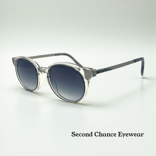 Coco and Breezy CB Inspire 103 Clear Round Sunglasses Grey Gradient Lenses 53-17