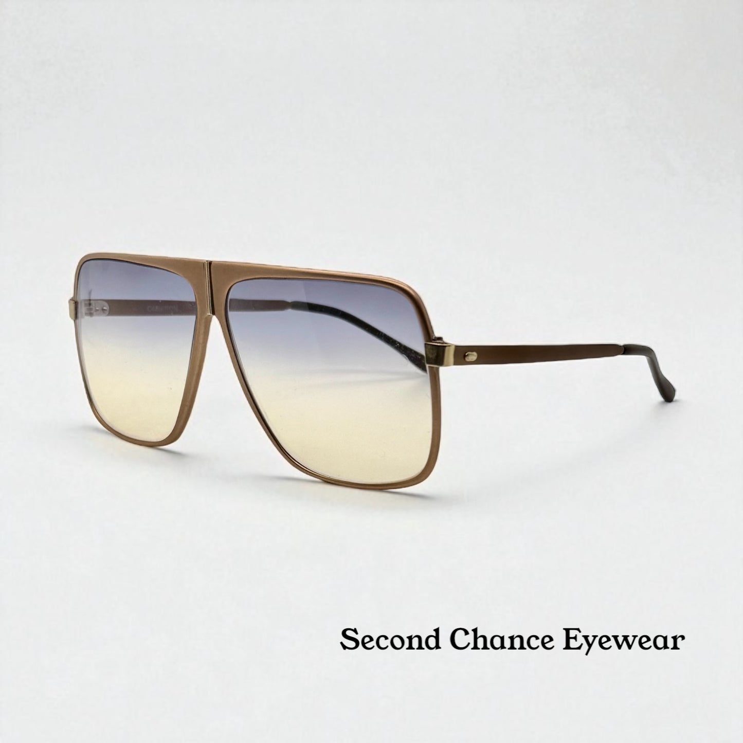 Omikron 103 Vintage Sunglasses-Bronze Aviator Frame w/New Gradient Tinted Custom Lenses